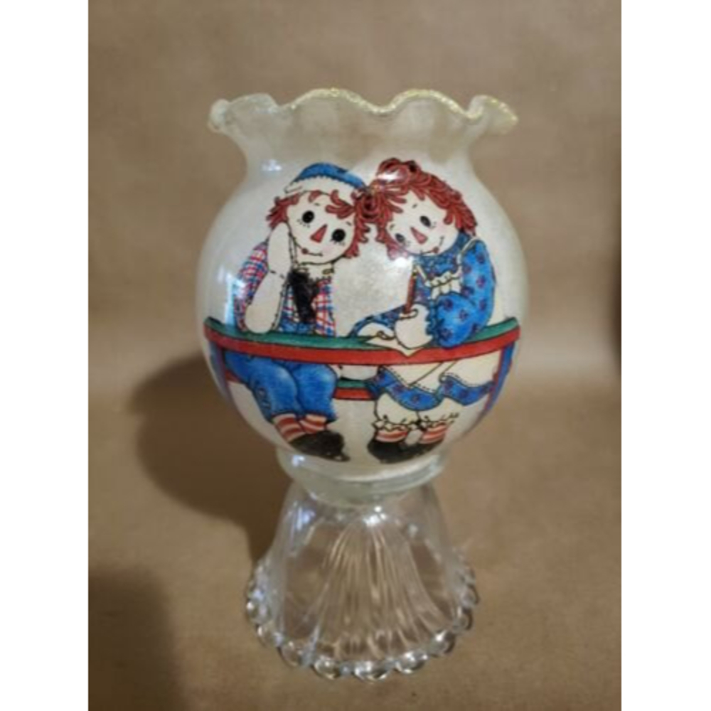 Raggedy Ann and Andy Back to School Glass Vase